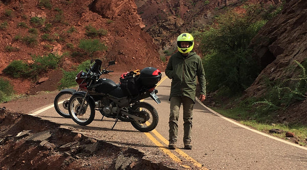 Ventile jacket testing in Patagonia on two wheels